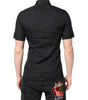 Dolce & Gabbana Black Short Sleeves Cotton GOLD Casual Shirt