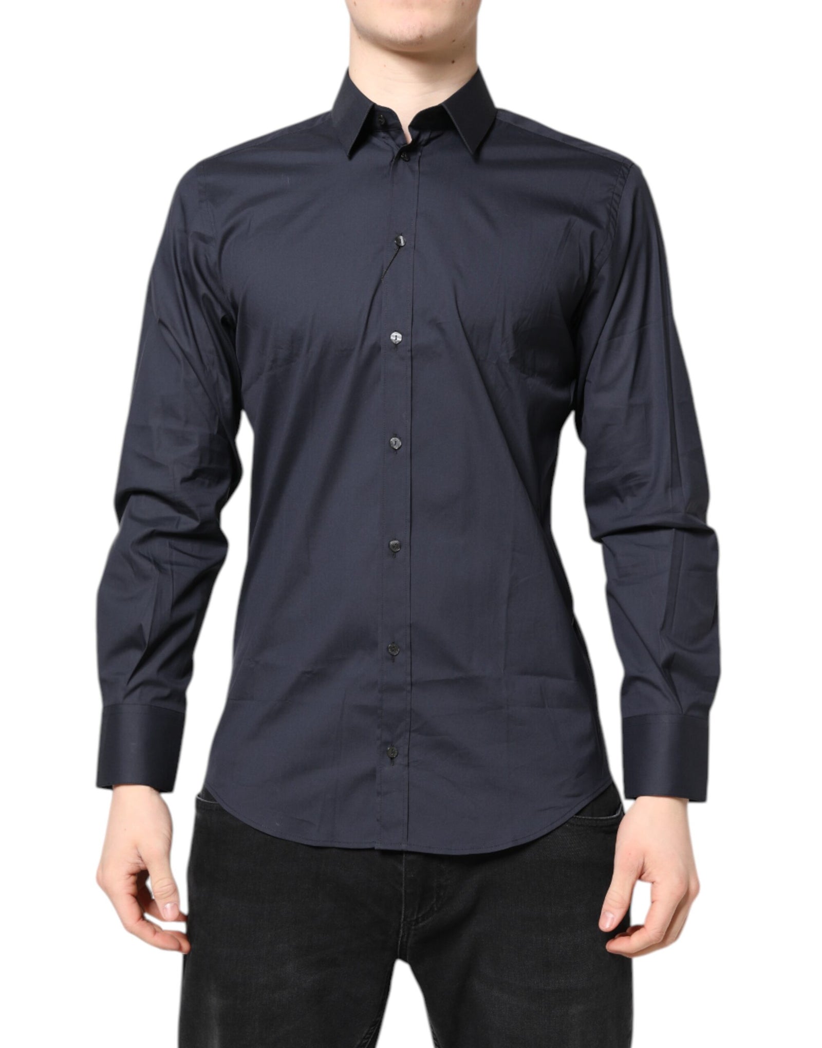 Chemise habillée en coton bleu foncé MARTINI de Dolce & Gabbana