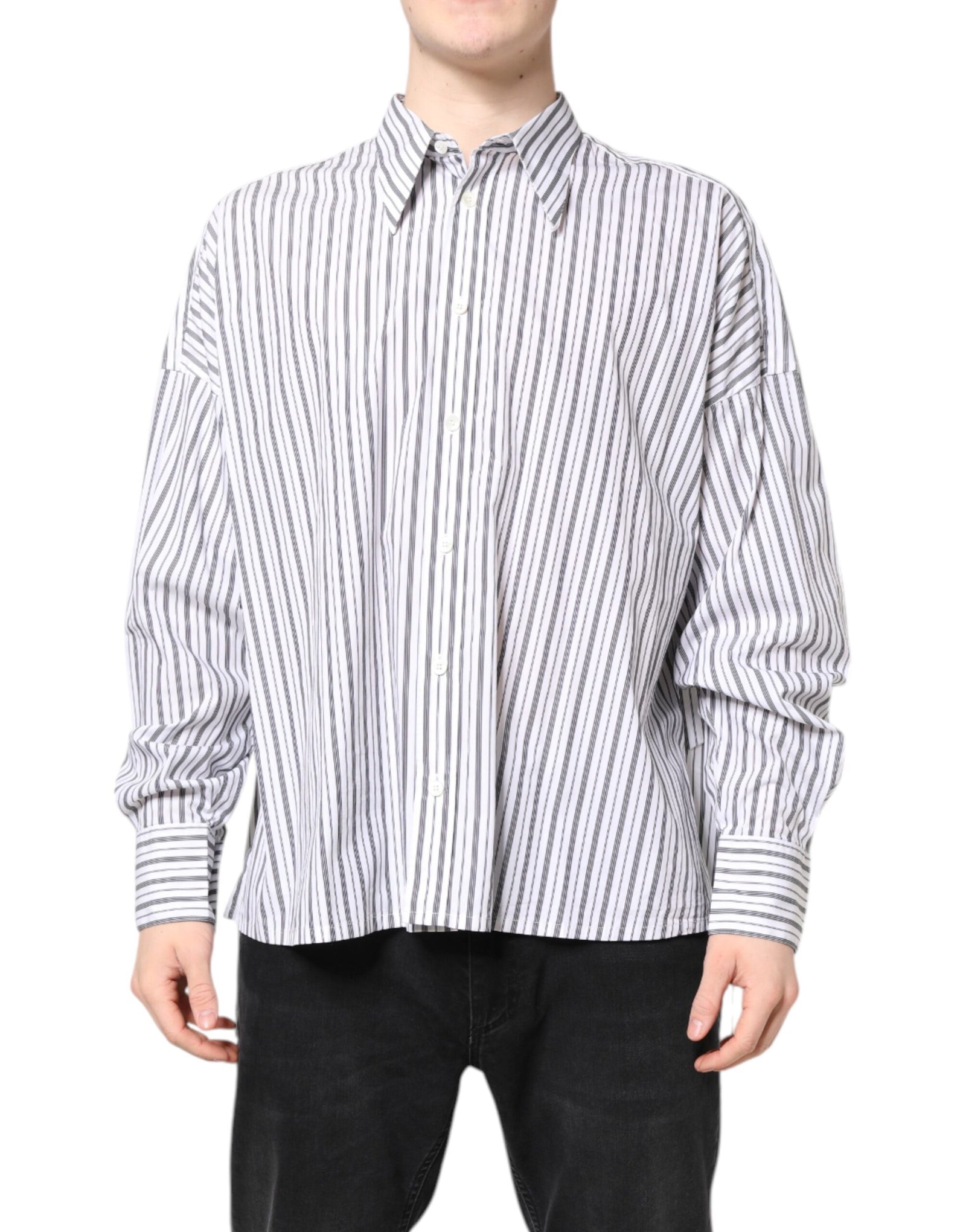 Chemise décontractée boutonnée à rayures blanches et noires Dolce & Gabbana