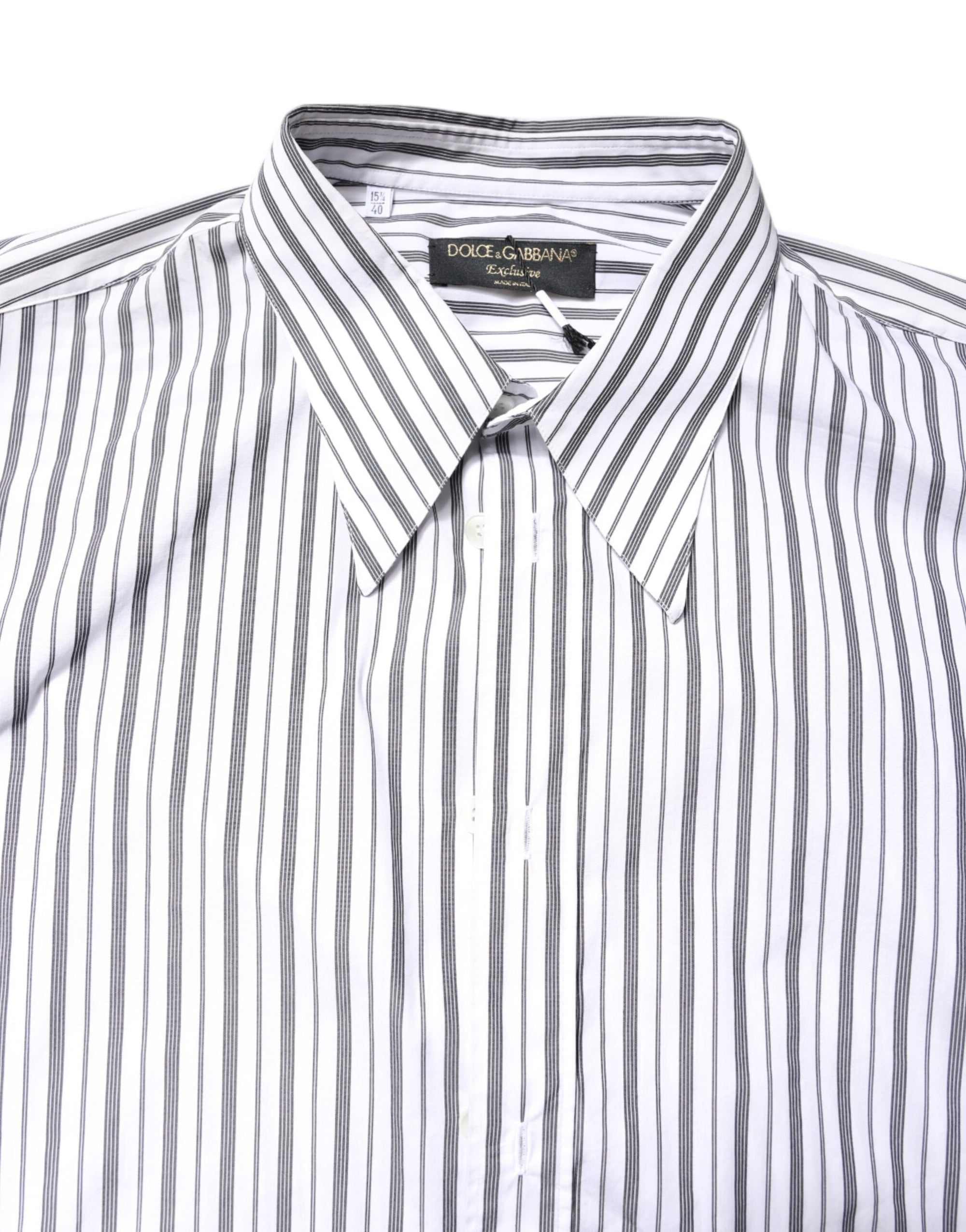 Dolce &amp; Gabbana White Black Stripe Button Down Casual Shirt