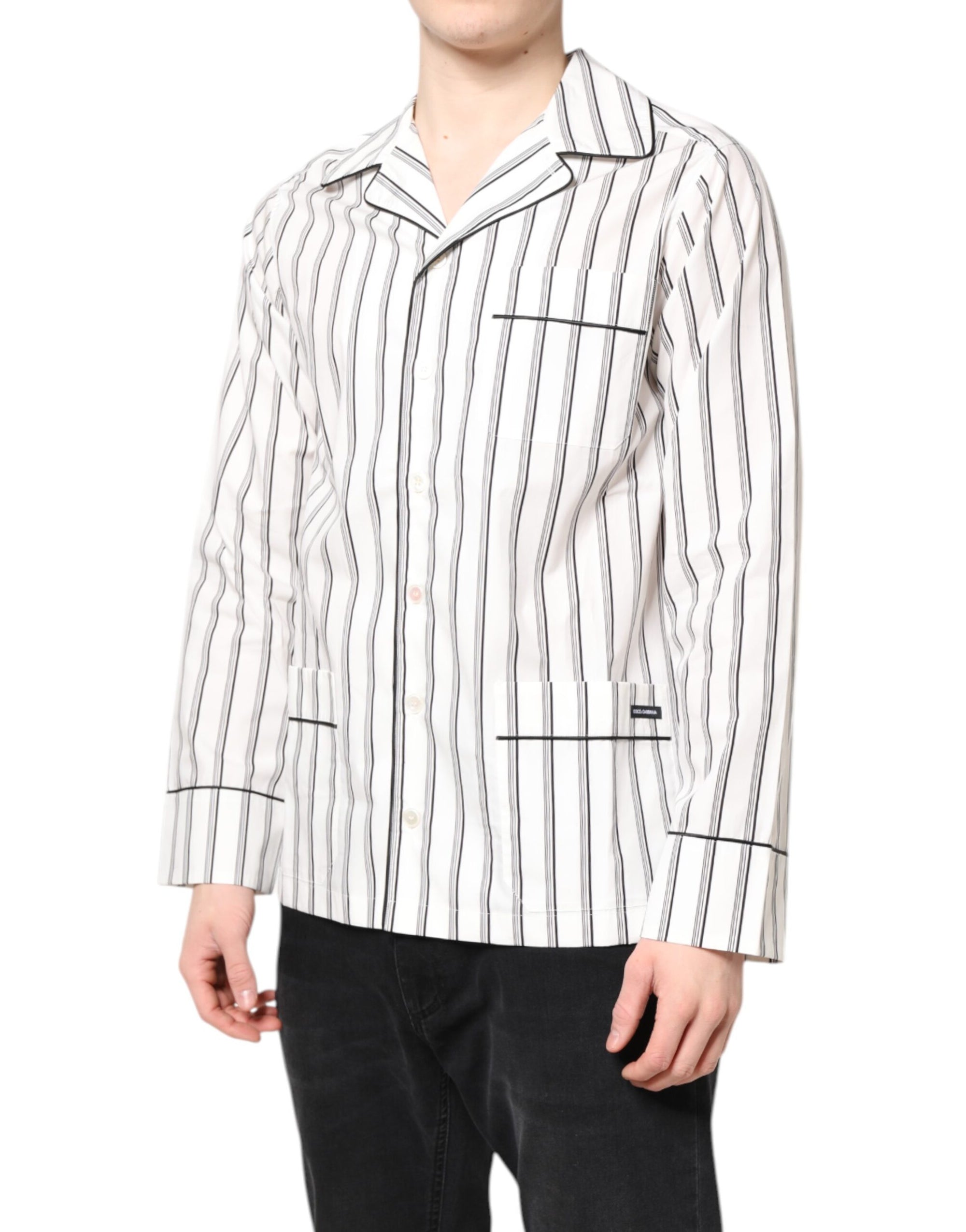 Dolce &amp; Gabbana White Stripes Lounge Pajama Sleepwear Shirt