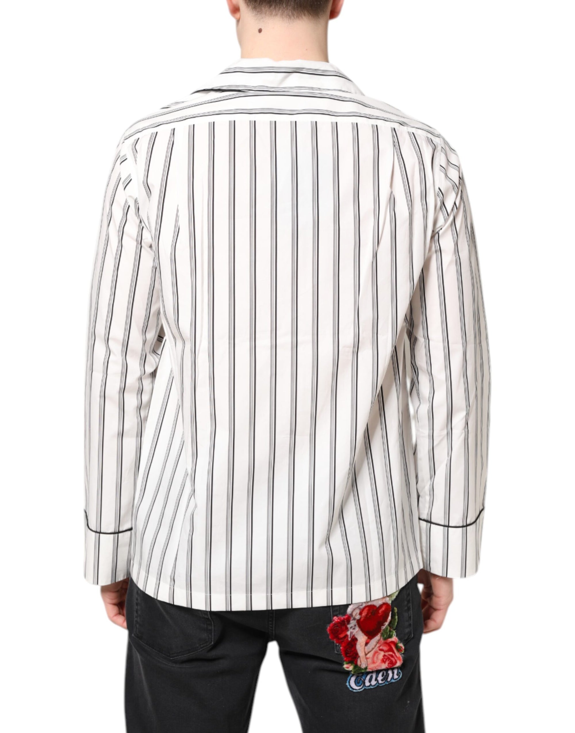 Dolce &amp; Gabbana White Stripes Lounge Pajama Sleepwear Shirt