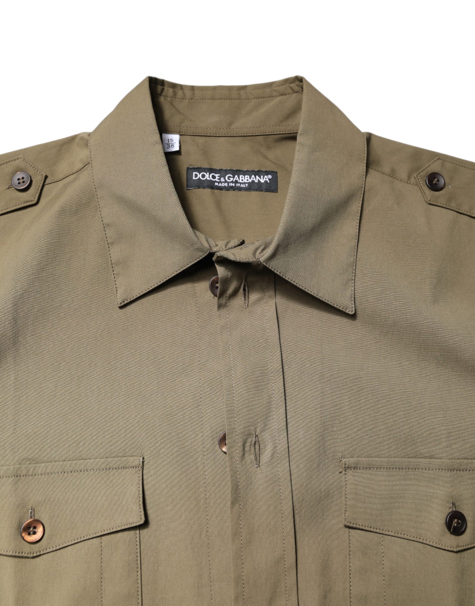 Dolce &amp; Gabbana Brown Cotton Stretch Casual Long Sleeves Shirt