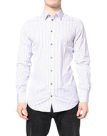 Chemise habillée en coton à rayures blanches et dorées Dolce & Gabbana