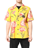 Chemise boutonnée décontractée jaune à fleurs pour homme Dolce & Gabbana