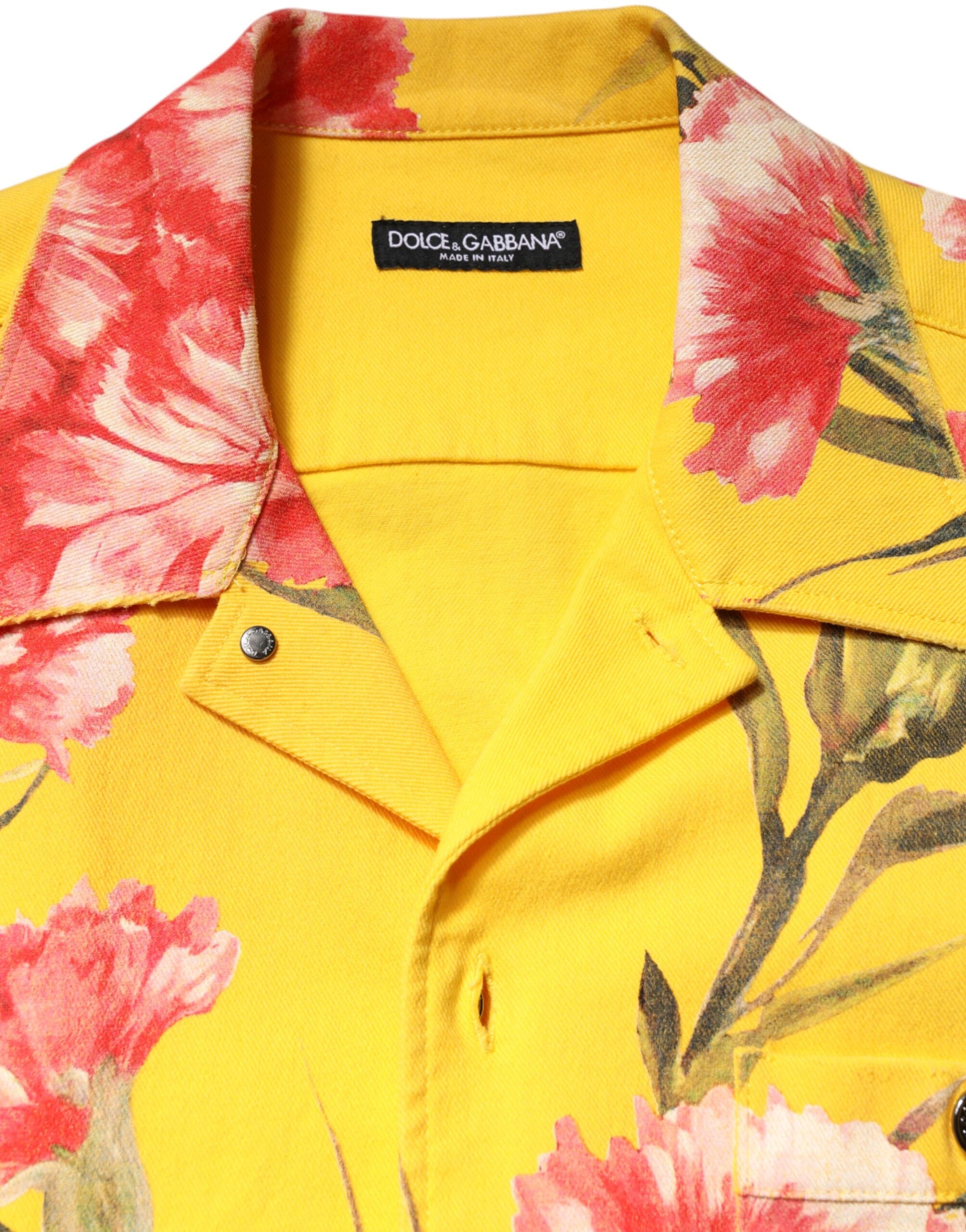 Chemise boutonnée décontractée jaune à fleurs pour homme Dolce & Gabbana