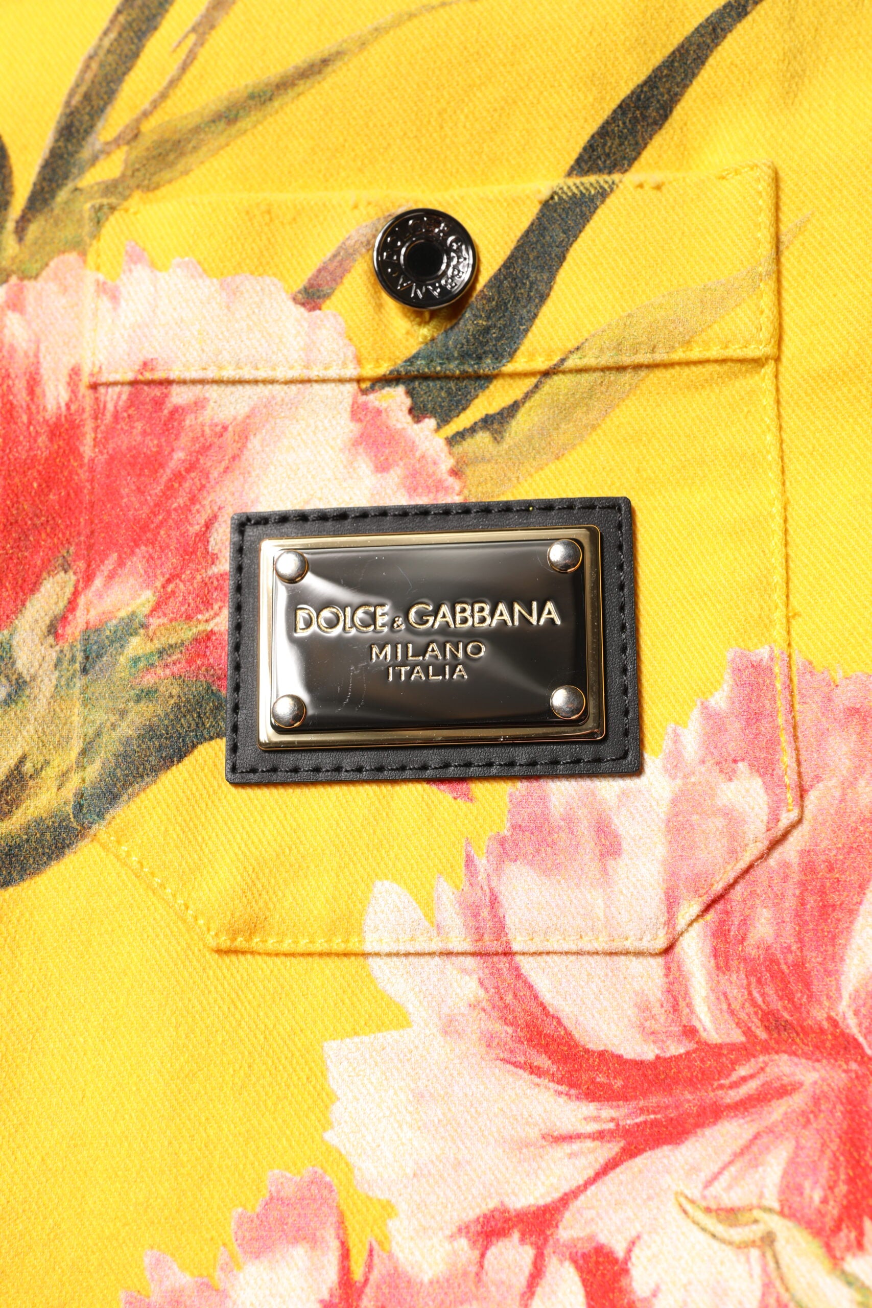 Chemise boutonnée décontractée jaune à fleurs pour homme Dolce & Gabbana