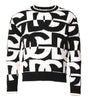 Dolce & Gabbana Black White Knit Logo Print Pullover Sweater