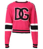 Dolce & Gabbana Pink Cotton Logo Print Knit Pullover Sweater