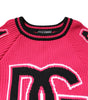 Dolce & Gabbana Pink Cotton Logo Print Knit Pullover Sweater