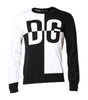 Dolce & Gabbana Black White Knit Logo Print Pullover Sweater