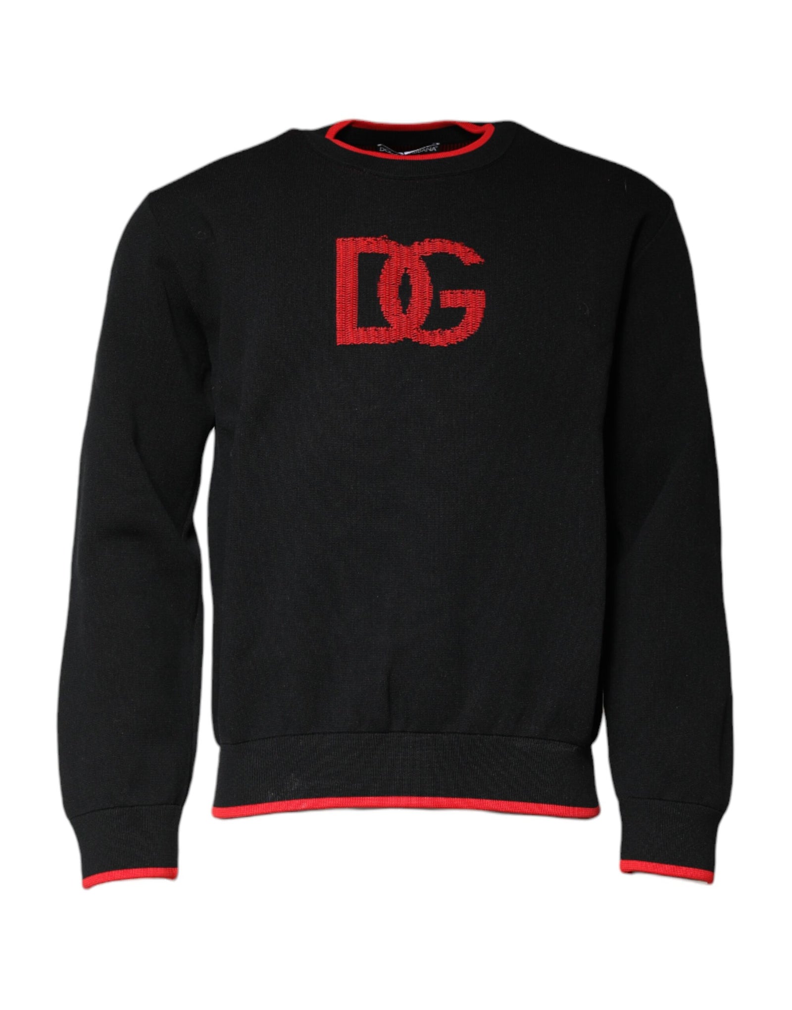 Dolce &amp; Gabbana Black Nylon DGLogo Knit Men Pullover Sweater
