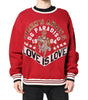 Dolce & Gabbana Red Sequin Knit Pullover Sweatshirt Sweater