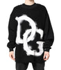 Dolce &amp; Gabbana Black Cotton Logo Print Men Pullover Sweater