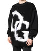 Dolce &amp; Gabbana Black Cotton Logo Print Men Pullover Sweater