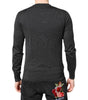Dolce &amp; Gabbana Gray Embroidery Knit Men Pullover Sweater