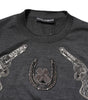 Dolce &amp; Gabbana Gray Embroidery Knit Men Pullover Sweater