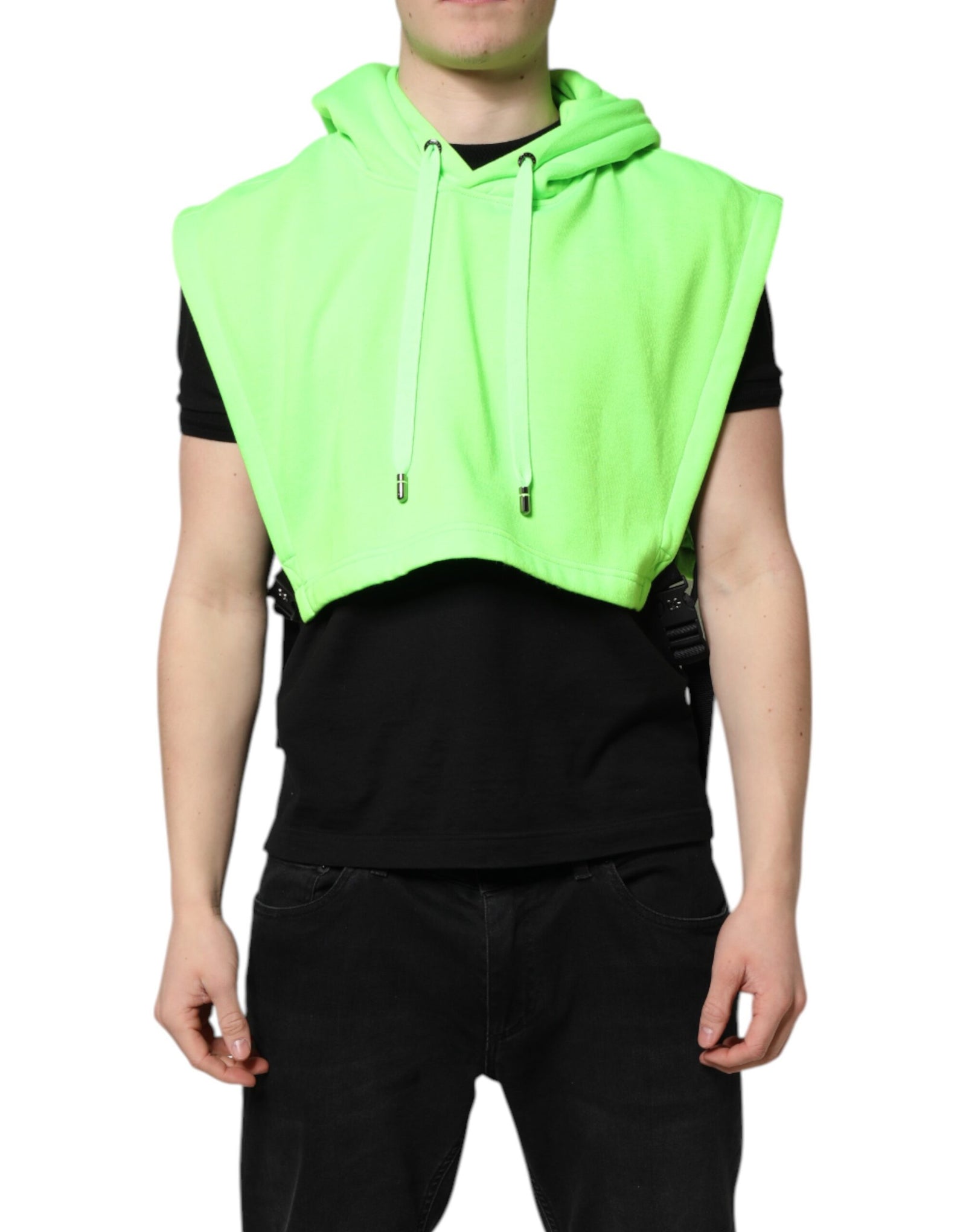 Dolce &amp; Gabbana Green Polyester Hooded Sportswear Vest Sweater