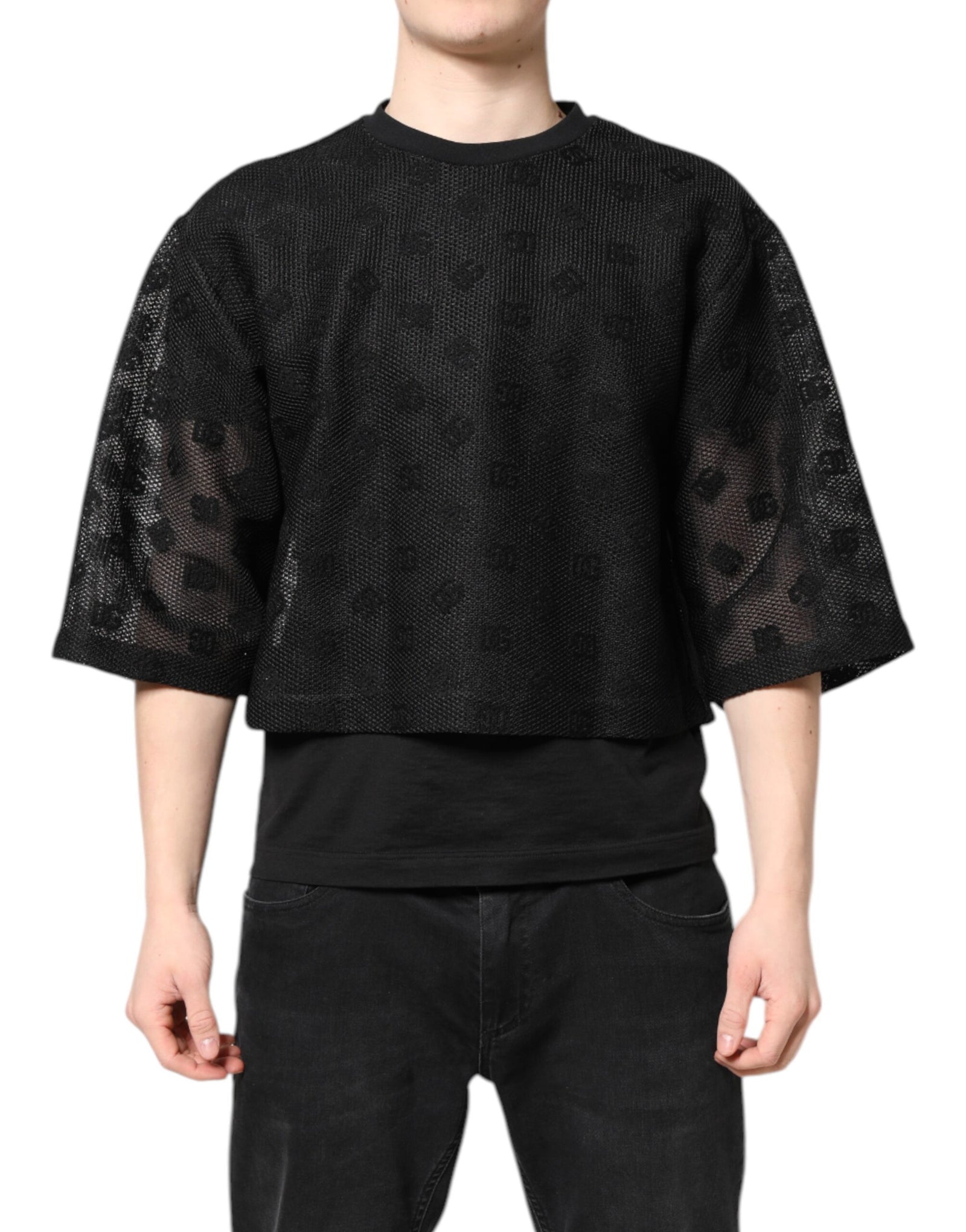 Dolce &amp; Gabbana Black See Through Logo Short Sleeves T-shirt