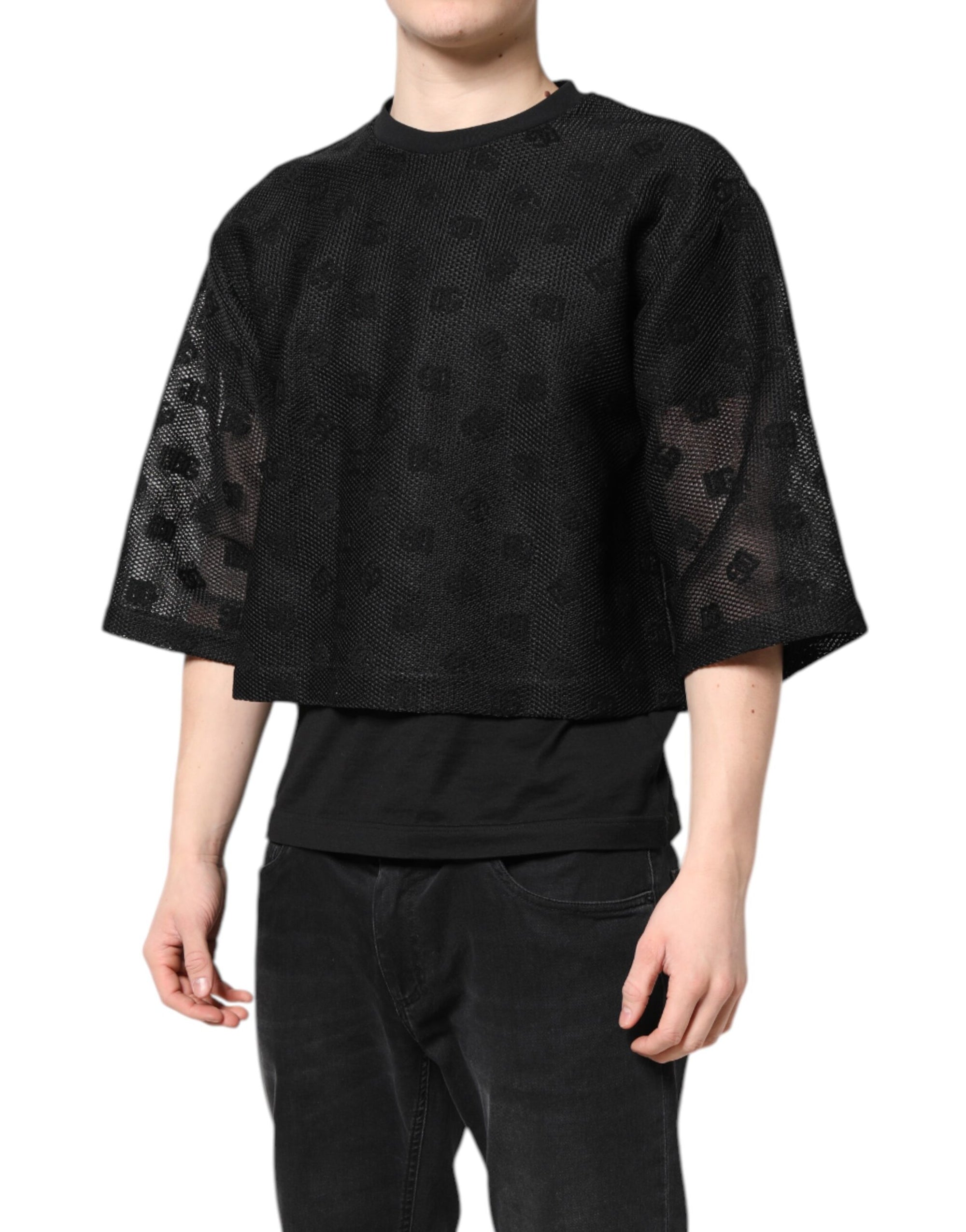 Dolce &amp; Gabbana Black See Through Logo Short Sleeves T-shirt