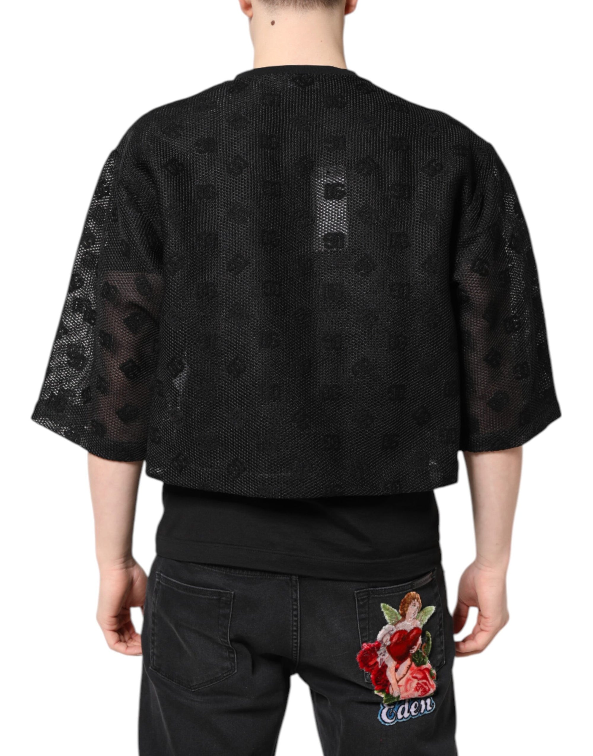 Dolce &amp; Gabbana Black See Through Logo Short Sleeves T-shirt