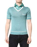 Dolce &amp; Gabbana Green Printed Collared Short Sleeve T-shirt