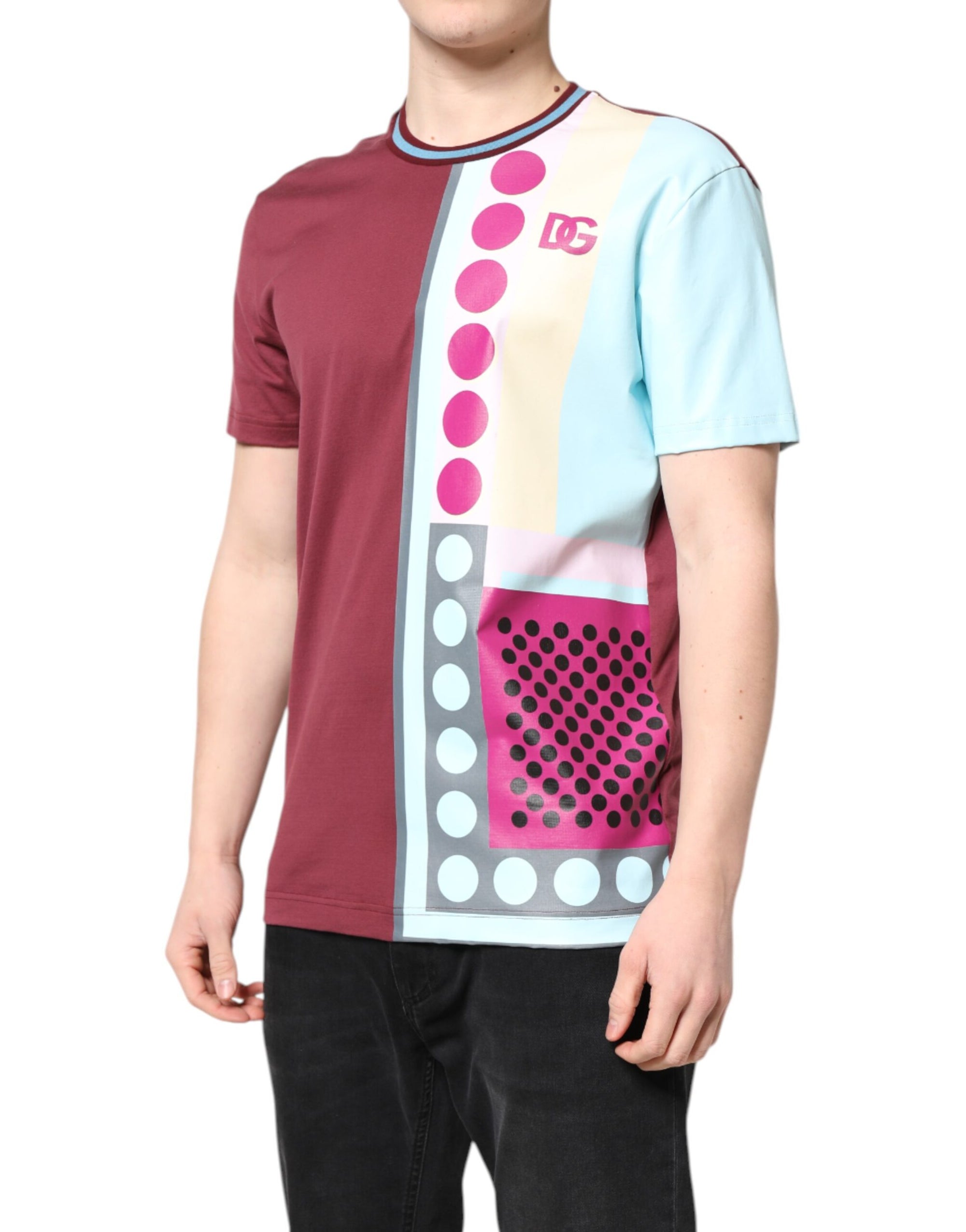 Dolce &amp; Gabbana Multicolor Printed Logo Short Sleeve T-shirt