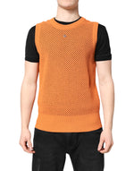 Dolce &amp; Gabbana Orange Cashmere Round Neck Sleeveless T-shirt