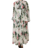Dolce & Gabbana White Floral Roses Maxi Long Gown Dress