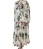 Dolce & Gabbana White Floral Roses Maxi Long Gown Dress