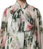 Dolce & Gabbana White Floral Roses Maxi Long Gown Dress