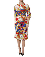 Robe mi-longue blanche à manches courtes Dolce & Gabbana Queen Of Heart