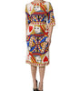 Robe mi-longue blanche à manches courtes Dolce & Gabbana Queen Of Heart