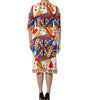 Robe mi-longue blanche à manches courtes Dolce & Gabbana Queen Of Heart