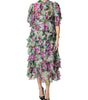 Robe mi-longue superposée en soie à fleurs multicolores Dolce &amp; Gabbana