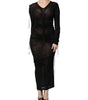 Robe fourreau longue moulante à bordure en maille noire Dolce &amp; Gabbana