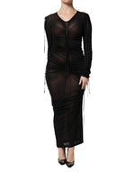 Robe fourreau longue moulante à bordure en maille noire Dolce &amp; Gabbana