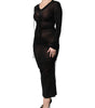 Robe fourreau longue moulante à bordure en maille noire Dolce &amp; Gabbana