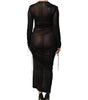 Robe fourreau longue moulante à bordure en maille noire Dolce &amp; Gabbana
