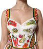 Robe trapèze sans manches à imprimé végétal blanc Dolce &amp; Gabbana