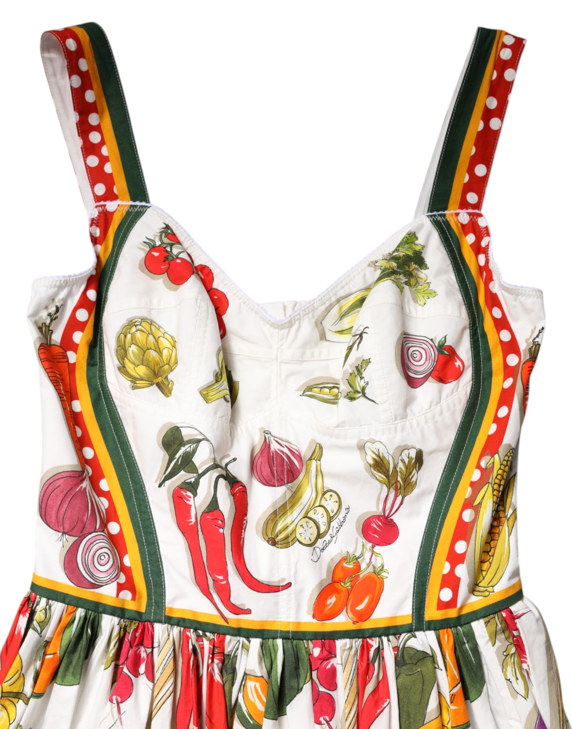 Robe trapèze sans manches à imprimé végétal blanc Dolce &amp; Gabbana