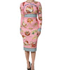 Robe fourreau mi-longue moulante à imprimé pâtisserie rose Dolce &amp; Gabbana