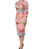 Robe fourreau mi-longue moulante à imprimé pâtisserie rose Dolce &amp; Gabbana