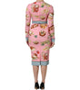Robe fourreau mi-longue moulante à imprimé pâtisserie rose Dolce &amp; Gabbana