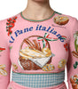 Robe fourreau mi-longue moulante à imprimé pâtisserie rose Dolce &amp; Gabbana