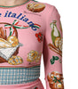 Robe fourreau mi-longue moulante à imprimé pâtisserie rose Dolce &amp; Gabbana