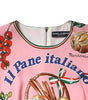 Robe fourreau mi-longue moulante à imprimé pâtisserie rose Dolce &amp; Gabbana