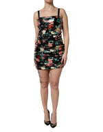 Robe fourreau noire à sequins et fleurs Dolce &amp; Gabbana sans manches