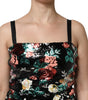 Robe fourreau noire à sequins et fleurs Dolce &amp; Gabbana sans manches