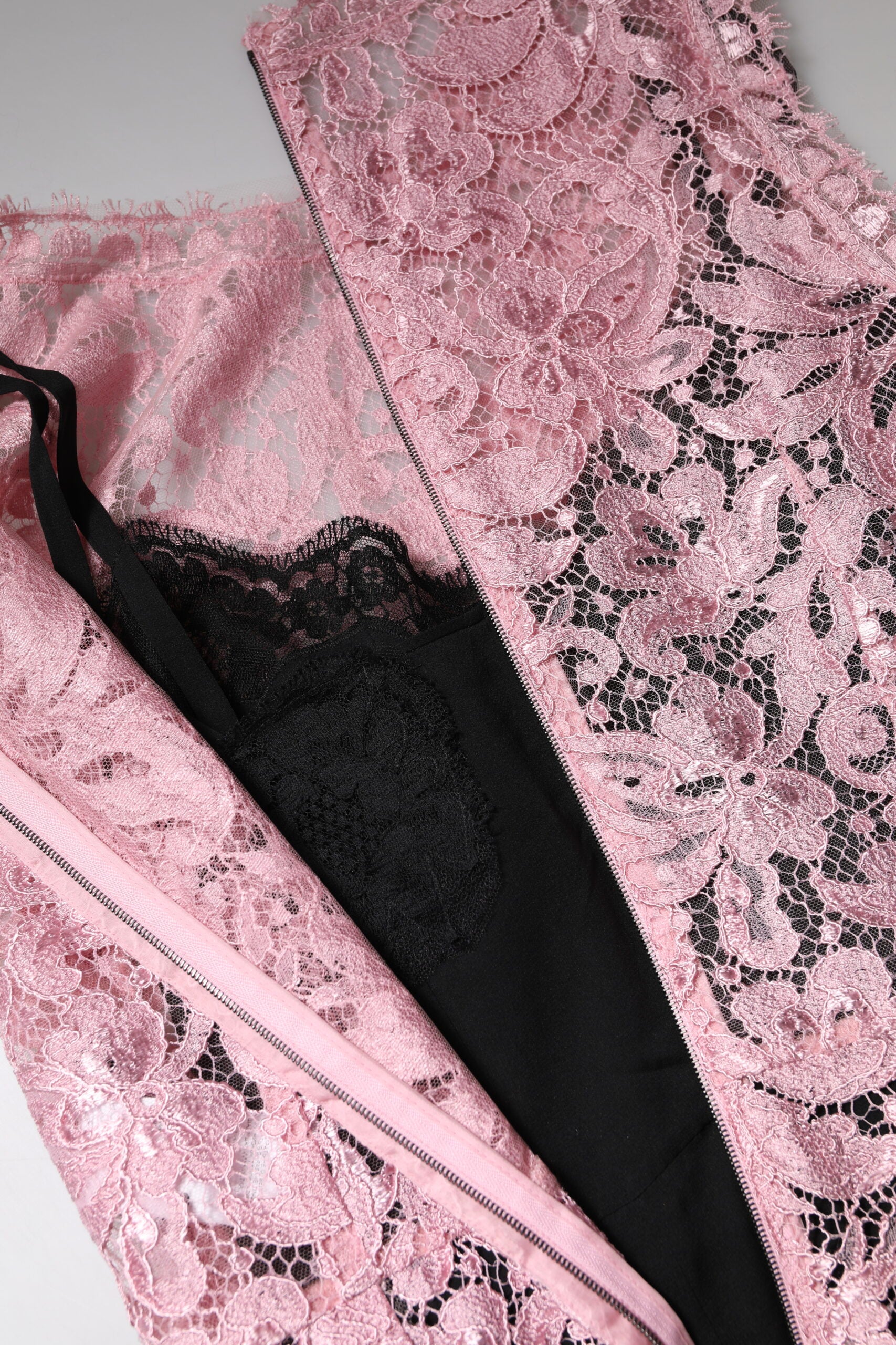 Robe fourreau sans manches en dentelle florale rose Dolce & Gabbana